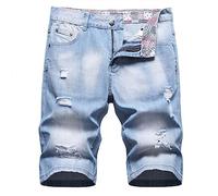 NUSGEAR Denim Shorts Mens Stretch Slim Fit UK Sale Clearance Distressed Ripped Shorts Cargo Combat Pants Smart Shorts Casual Summer Half Pants Holiday Jean Shorts with Pockets