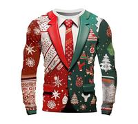 NUSGEAR Funny Christmas Jumpers for Men Novelty 3D Printed Pullover | Fake Tuxedo Bow Tie Jumper Xmas Long Sleeve Sweatshirts Round Neck Tunic Tops Festive Ugly Sweatshirt Party Activewear