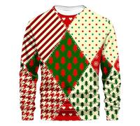 NUSGEAR Novelty Christmas Jumpers for Men Gnome Christmas Tree Sweatshirt | Xmas Plaid Pullover Funny Jumper Long Sleeve Sweatshirts Round Neck Tops Casual Festive Shirts