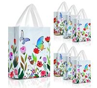 Nush Nush Butterfly Gift Bags with Handles Medium Size - Floral Gift Bag Set of 30 with Shiny Iridescent Holographic Print - Reusable Party Favor Bags for Girls, Birthday, and Butterfly Party Favors