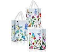 Nush Nush Butterfly Gift Bags with Handles Medium Size - Floral Gift Bag Set of 6 with Shiny Iridescent Holographic Print - Reusable Party Favor Bags for Girls, Birthday, and Butterfly Party Favors