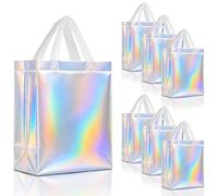 Nush Nush Holographic Bulk Gift Bags Medium Size - Set of 30 Reusable Iridescent Gift Bags with Handles - Goodie Bag for Birthdays, Weddings, Holidays, Valentines, Events - 8W x 4D x 10H