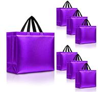 Nush Nush Purple Gift Bags Large Size - Set of 30 Purple Large Reusable Gift Bags With Handles - Perfect Goodie Bag for Halloween Treats, Holidays, Bachelorette, Birthday Party Favors - 13Wx5Dx11H
