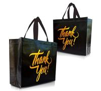 Nush Nush Thank You Gift Bags Large Size, Set of 30 Black and Gold Gift Bags Bulk - Perfect for Party Favors, Wedding, Return Gifts for Birthday Party, Giveaways for Events - 13W x 5D x 11H Size