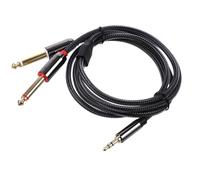 NUSITOU 1 Meter Audio Adapter Cable 3.5mm Stereo Jack to Dual 6.35mm 1/4 Inch Mono Jacks with Gold-plated Connector and Nylon Braided Wire for Tablet and Mp3 Player
