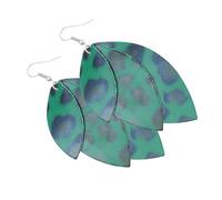 NUSITOU 1 Pair Leopard Print Earrings Pu Leather Double Layer Ear Drop for Women Fashion Retro Chic Eye-catching Dress up Outfit