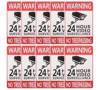 NUSITOU 10 Sheets Video Surveillance Warning Sign Sticker, Self-adhesive Vinyl, 15x10cm, Bold Style, High Visibility, Weather Resistant, for Outdoor Home Business Security Camera Use