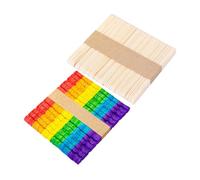 NUSITOU 100pcs Assorted Colour Wooden Popsicle Sticks for Crafts, Natural Wood Round Sticks Reusable and Not Easy to Break, for Making Ice Cream and Creating Models