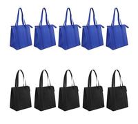 NUSITOU 10pcs Insulated Reusable Grocery Bags Thermal Shopping Tote with Zipper Non-woven Fabric Cloth Insulated Cooler Bag for Daily Supermarket Trips and Travel