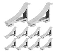 NUSITOU 10Pcs Metal Refrigerator Clamp Aluminum Curved Dovetail Design Easy to Install Silver Freezer Shelf Clamp Beer Fridge Shelf Clips for Refrigerator Storage Support