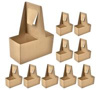 NUSITOU 10pcs Paper Drink Holder Takeout Carrier with Handle 2 Holes Design Easy to Carry Disposable Cup Tray for Coffee and Tea Takeaway