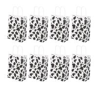 NUSITOU 12pcs Foldable Paper Bags with Cow Print Design, Multipurpose Candy Container Bags for Party and Package Storage, Assorted Colour Paper Packaging Pouch Set