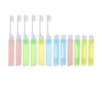 NUSITOU 12pcs Folding Toothbrush Orthodontic Tooth Lightweight Sanitary Mini Size Portable Toothbrush Case for Camping and Home Use Random Color