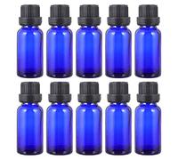 NUSITOU 12pcs Glass Empty Essential Oil Bottle Blue Cosmetic Packaging Large Cap and Dropper for Patchouli Oils Perfume Sample Bottles