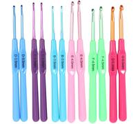 NUSITOU 12pcs Metal Crochet Hooks Kit Lightweight Portable Embroidery Crochet Needles with Assorted Colours for Beginners and Experienced Knitting Crafts Color