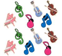 NUSITOU 12pcs Music Pins Alloy Cute Cartoon Piano Guitar Musical Instruments Lapel Pin Brooch for Backpack Clothes Hat Decoration