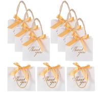 NUSITOU 12pcs White Paper Wedding Tote Pouch Bags with Ribbon Handle, Delicate Candy and Snack Party Bags for Wedding Party and Banquet Favour Packaging