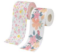 NUSITOU 2 Rolls Flower Pattern Printed Toilet Paper Toilet Tissues Compatible with Most Dispensers Delicate Touch Creative Decorative Rolls for Home and Kitchen Use