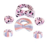 NUSITOU 2 Sets Face Wash Headband and Wrist Set, Skin-friendly Cloth Material Bow Shape, Prevent Water Flow down Arms, for Shower and Applying Facial Mask