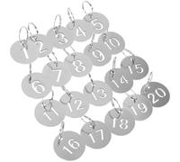 NUSITOU 20pcs Hollowed Stainless Steel Number Tags 1-20 Round Key Tags with Rings Sturdy Metal Hanging Number Identifiers for Luggage and Travel Accessories