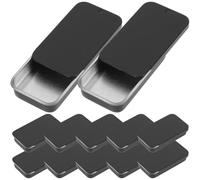 NUSITOU 24pcs Sliding Cover Metal Storage Boxes with Lid, Portable Small Craft Organizer, Matte Black 60x34x10mm Push-style Candy and Pill Container for Home and Travel