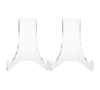 NUSITOU 2pcs Acrylic Display Stands for Bowls and Plates, Small Size Tea Cake Holder with Stable Base, Multi-Purpose Ornament and Trading Card Display Easels for Home and Office