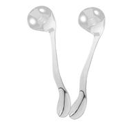 NUSITOU 2pcs Adaptive Eating Spoons for Elderly and Disabled with Bent Stainless Steel Long Handle and Curved Ergonomic Design, Ultralightweight Practical Assistance Utensils for Feeding