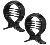 NUSITOU 2pcs Black Fish Tail Hair Claw Clips for Women, Plastic round Toothed Jaw Clips Strong Hold, Fasten Hair in Seconds, for Ponytails, Updos, Beach and Party Use