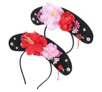 NUSITOU 2pcs Chinese Style Hairband for Lightweight Comfortable to Wear Photo Prop for Decoration Unique Qing Dynasty Inspired Headband with Plastic and Cloth Materials