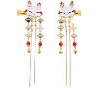 NUSITOU 2pcs Chinese Styled Alloy Hair Clips with Cartoon Mask Shape and Tassel Design, Vintage Decorative Hair Accessories for Girls Creating Lively Atmosphere Random Color