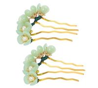 NUSITOU 2pcs Classical Hair Fork Decorative Hairpin 3.14x2.48x0.59in Natural Jade and Iron Materials Won't Snag Hair Lightweight Elegant Vintage Style for Friends Who like Dating