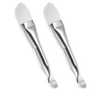 NUSITOU 2pcs Facial Mask Brush Applicator Cosmetic Makeup Brush 5.38x0.98x0.59in Double Side Nylon Aluminum Soft Bristles Personal Use Beauty Salon Travel Mask Applying Tool