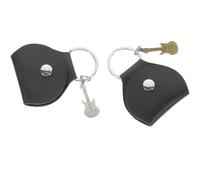 NUSITOU 2pcs Guitar Pick Holder Keychain Made of Pu Leather and Metal, Convenient to Use, Accommodates Sizes of Guitar Picks, for Birthday and Thanksgiving Day, Black Colour
