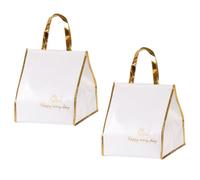 NUSITOU 2pcs Insulated Bags Portable Insulation Bag Lightweight White Thermal Cooler with Zipper Non-woven Fabric Aluminum Keep Food Fresh for Takeaway Cake