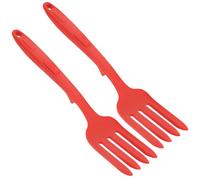 NUSITOU 2pcs Kitchen Cooking Fork Large Silicone Fork Ergonomic Silicone Anti-scalding Comfortable Grip Classic Style Red Home Cooking Utensil