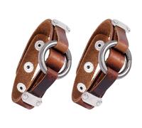 NUSITOU 2pcs Leather Punk Wristband for Men, Brown Retro Style Bracelets Made with Sturdy Leather and Zinc Alloy, for Costume Parties and Festivals