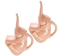 NUSITOU 2pcs Long Spout Watering Cans Elephant Shape 2l Capacity Pink Plastic Watering Kettles for Indoor and Outdoor Garden Plants