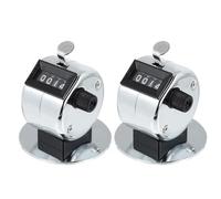 NUSITOU 2pcs Manual 4 Digit Tally Counter Mechanical Counting Recorder with Chromium Plating Iron Body, Easy to Operate and High Precision Handheld Counter for Students