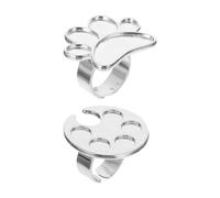 NUSITOU 2pcs Nail Polish Mixing Ring Adjustable Finger Ring Zinc Alloy 5 round Wells Wearable Palette for Professional and Beginner Cosplay Stage Performance