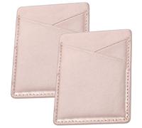 NUSITOU 2pcs Pu Leather Mobile Phone Card Holder Back Sticker Wallet with 2 Slots Rose Gold Adhesive Card Case for Cellphones Pocket Suitable for Smartphones