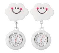NUSITOU 2pcs Retractable Hanging Nurse Watches with Silicone Cloud Shape, Easy to Wear and Wear-Resistant Pocket Watches for Professionals