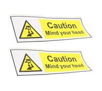 NUSITOU 2pcs Self Adhesive Safety Sign Watch Your Head Caution Sticker PVC 20cm X 6.6cm for Factory Machine Tool Equipment