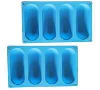 NUSITOU 2pcs Silicone Hot Dog Bun Molds and Grill Sausage Pan Moulds Non-Stick Baking Loaf Pans for DIY Bread Making and Sausage Cooking in Oven Or Air Fryer