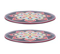 NUSITOU 2pcs Singing Bowl Cushion Dual Usage Sound Bowl Pads Embroidery Craft, Elegant Design Pvc Crystal Material for Yoga and Different Meditation Practices