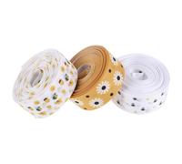 NUSITOU 3 Roll Bow Making Ribbon Floral Wired Trim Farm Theme Rustic Daisy Wired Ribbon Resist Fading Polyester Gentle Yet Sturdy Fabric Hamper Wrapping Wedding Favor Easter Spring Spring