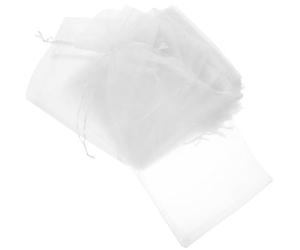 NUSITOU 30pcs White Sheer Mesh Drawstring Wine Bags, Lightweight Cloth Pouches for Red Wine and Candy, for Wedding and Shower Party Favors, Keeps Items Clean and Secure