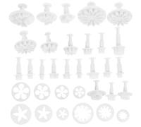 NUSITOU 33Pcs Plastic Cake Mold and Pottery Tools with Creative Flower Fondant Cutter and Stamps, Sturdy PP Material for DIY Fondant Decorating, for Parent- Craft Bonding at Home and