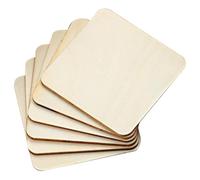 NUSITOU 36pcs Square Blank Wood Natural Slices DIY Wood Chips Unfinished Crafts Smooth Surface Fit for DIY Crafts Projects Home Decor Door Wreath