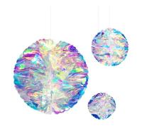 NUSITOU 3pcs Birthday Party Decor Neon Film Colorful Honeycomb Hanging Ornaments Lightweight Indoor Decoration for Holiday Party Theme to Create Joyful Atmosphere