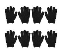 NUSITOU 4 Pairs Black Exfoliating Gloves Body Scrubber Mitts for Shower Bathing, Deep Dead Skin Remover with Five Fingers Design, Suitable for Men and Women Body Exfoliation and Spa Care
